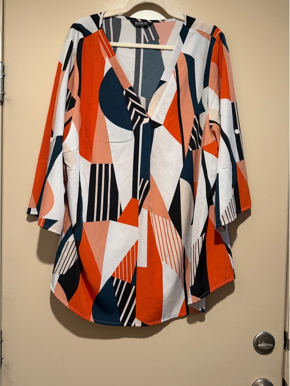 BLOOMCHIC Plus Size Geometric Print Tunic Blouse, US 22-24